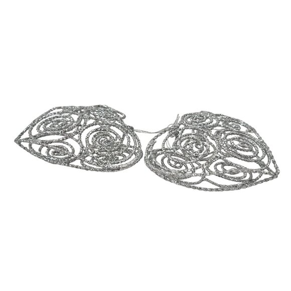 Vintage Filigree Christmas Tree Ornaments Set of 7 Tree Heart Star Glitter - Picture 10 of 10